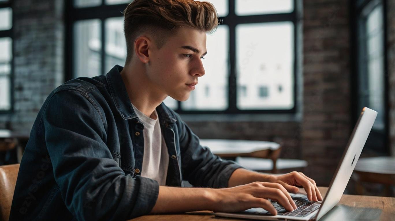 Download Free boy using laptop loading=