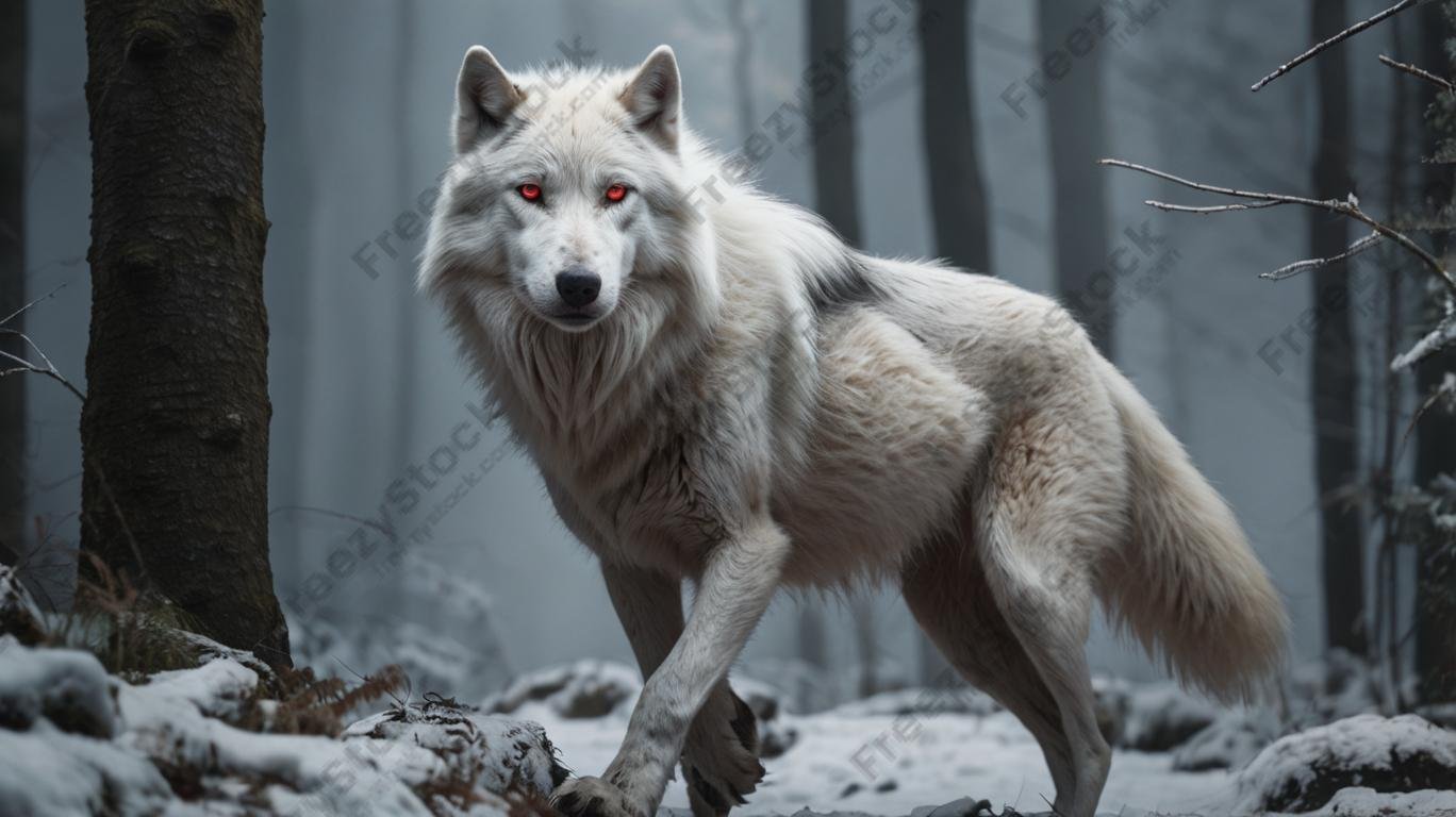Download Free 4k White Wolf In Snow Image loading=