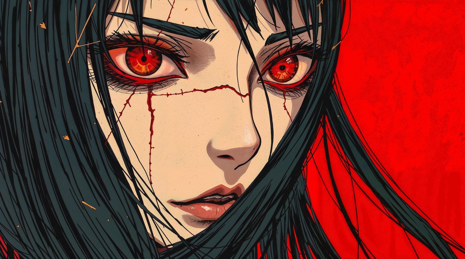 Download Free Anime girl red wallpaper 4k loading=