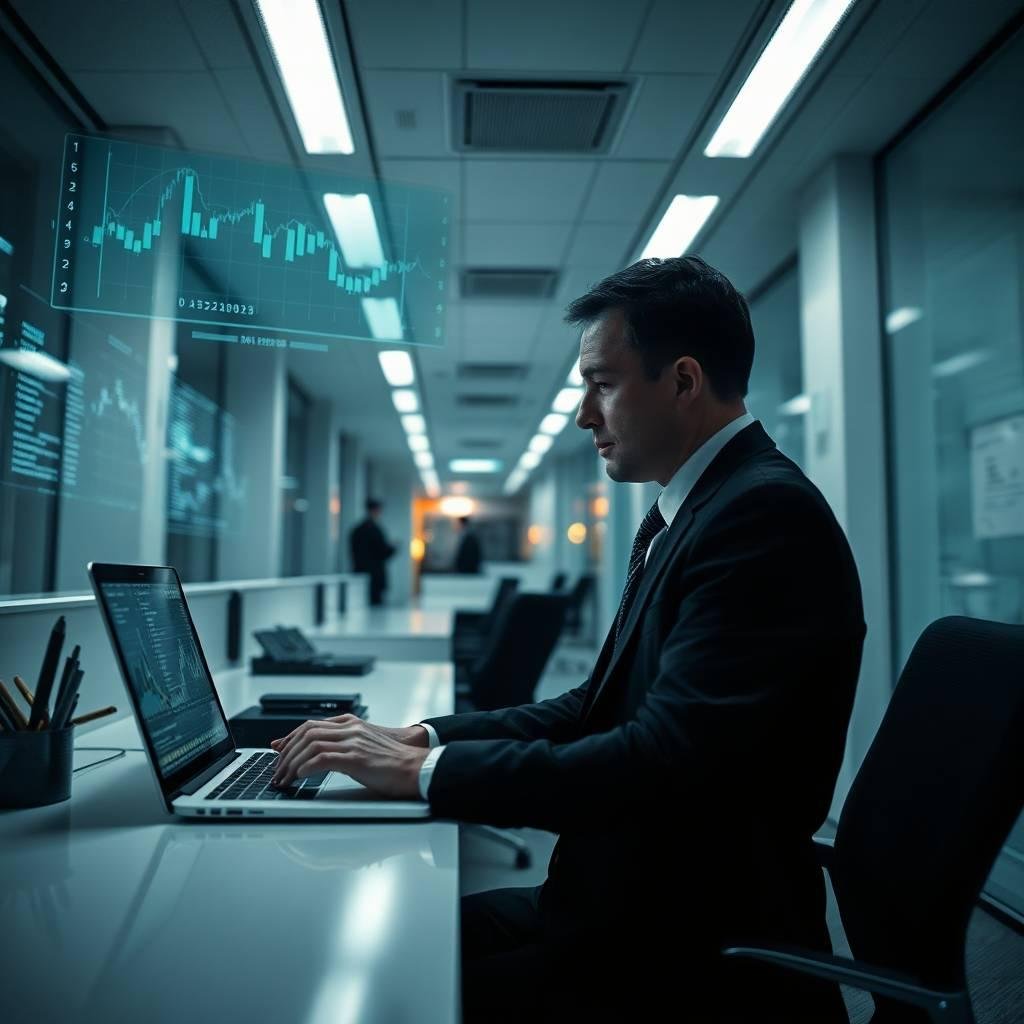 Download Free A man analyzing charts loading=