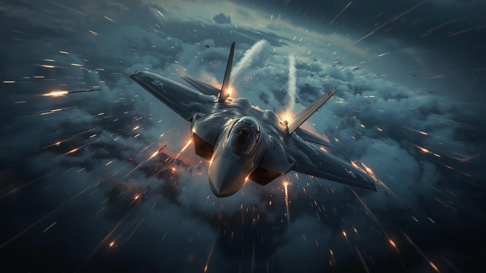 Download Free Fighter Jet Flying Over Clouds Wallpaper