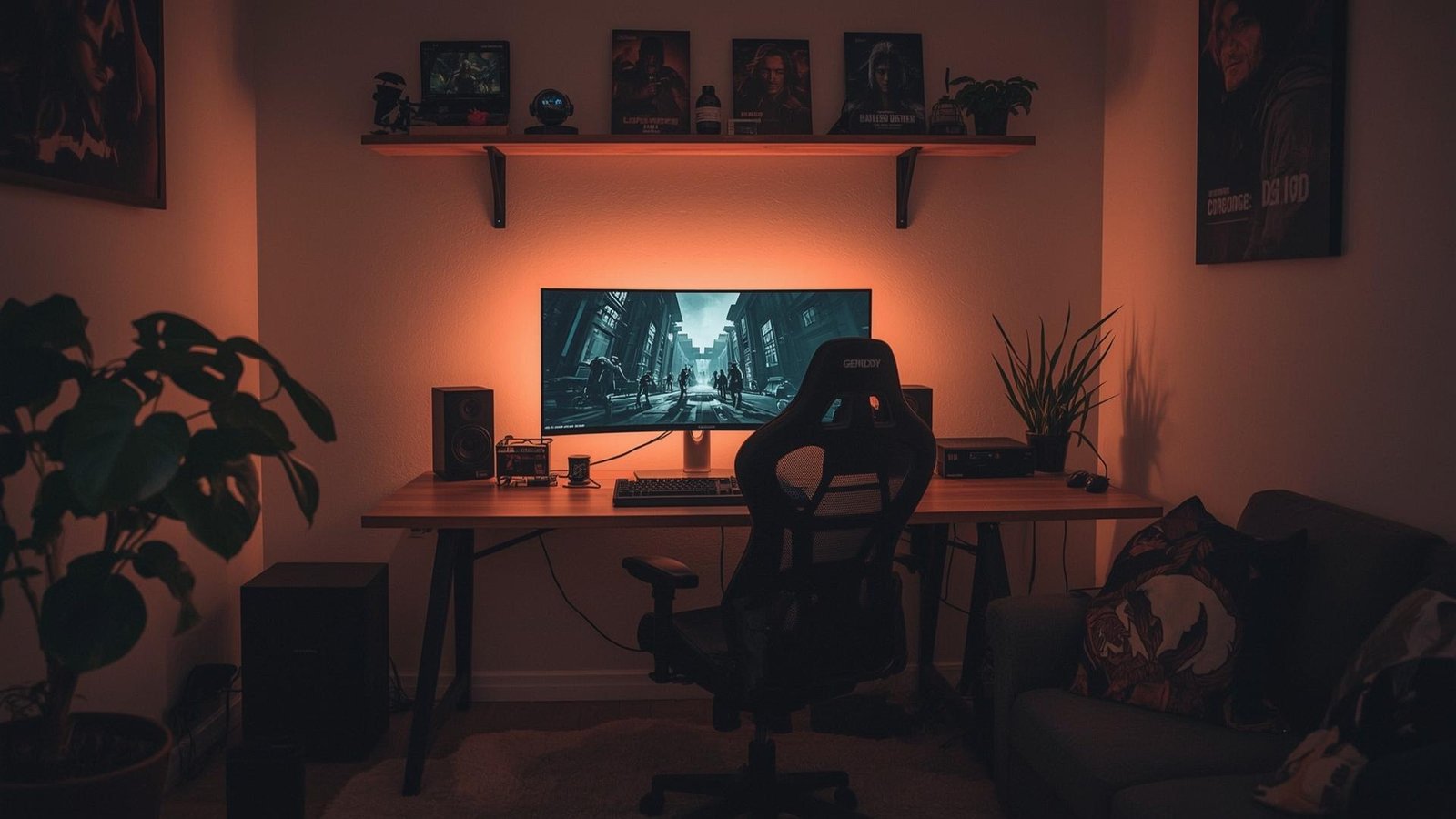 Download Free Minimalist Cozy Gaming Room Wallpaper