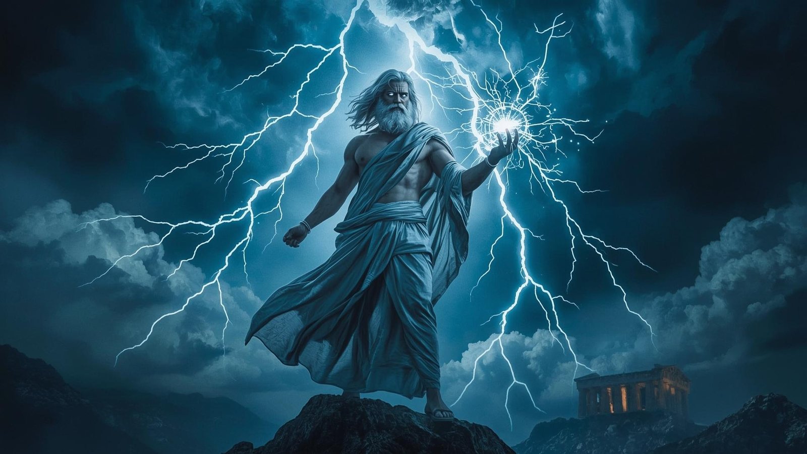 Download Free Powerful Zeus with Lightning Wallpaper