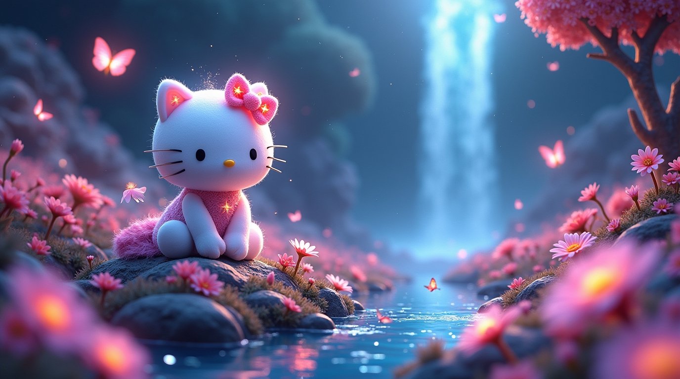Hello Kitty Glitter Laptop Wallpaper HD 4K wallpaper for mobile and desktop, free HD background download for iPhone and laptop - FreezyStock