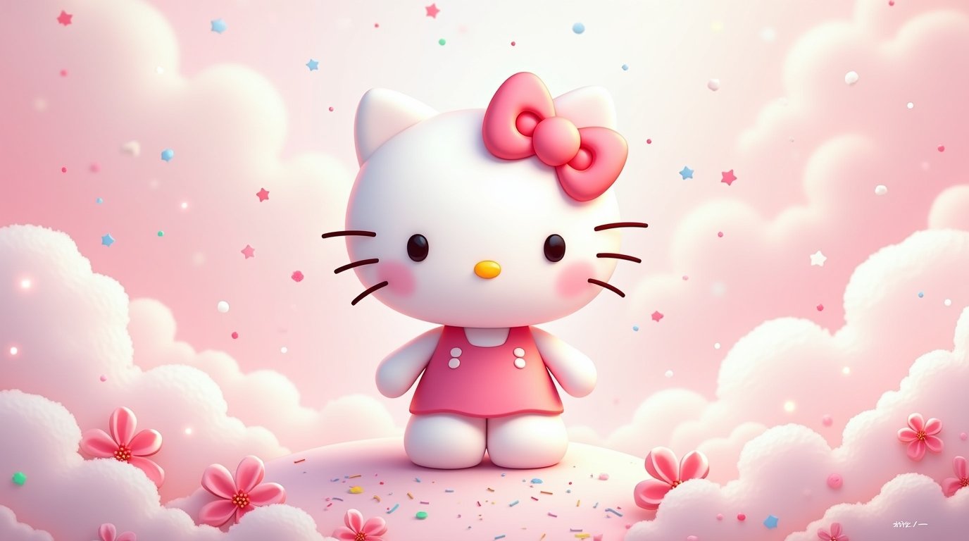 Hello Kitty Simple Desktop Wallpaper HD 4K wallpaper for mobile and desktop, free HD background download for iPhone and laptop - FreezyStock