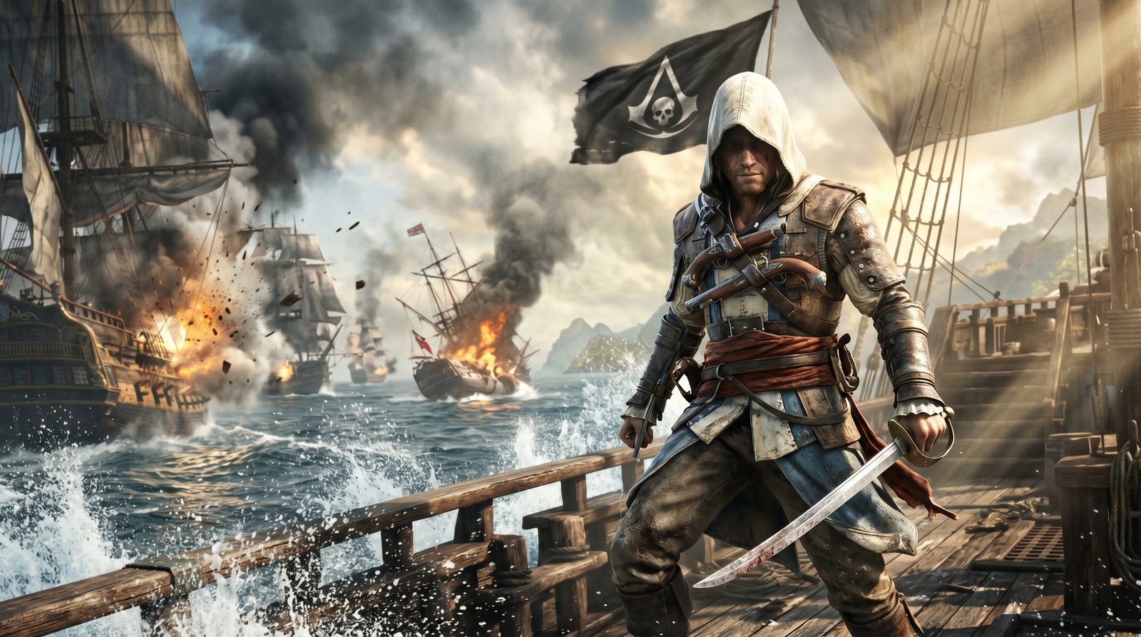 Assassins Creed Ship Battle 4k wallpaper