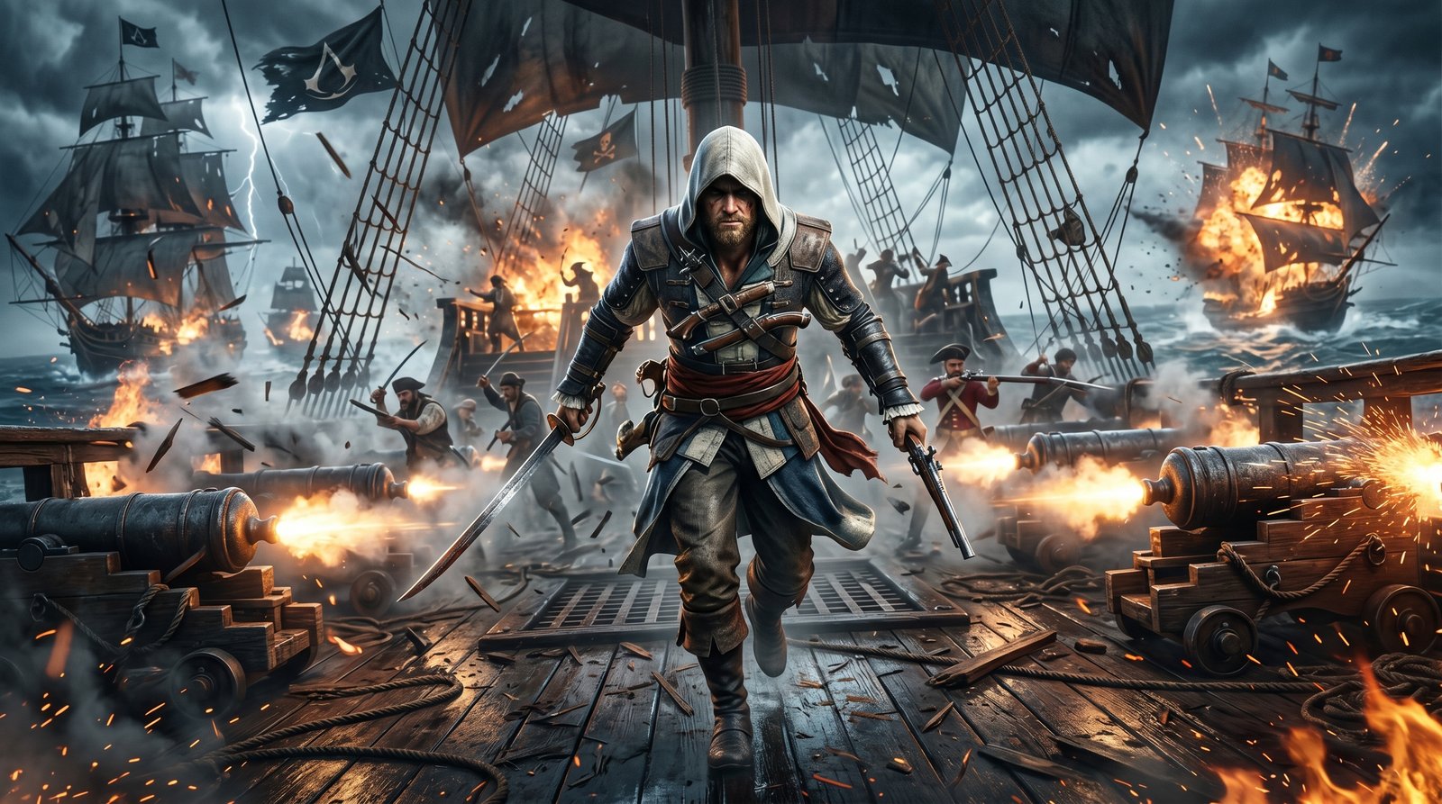 Black Flag Sword Combat Hd 4k wallpaper
