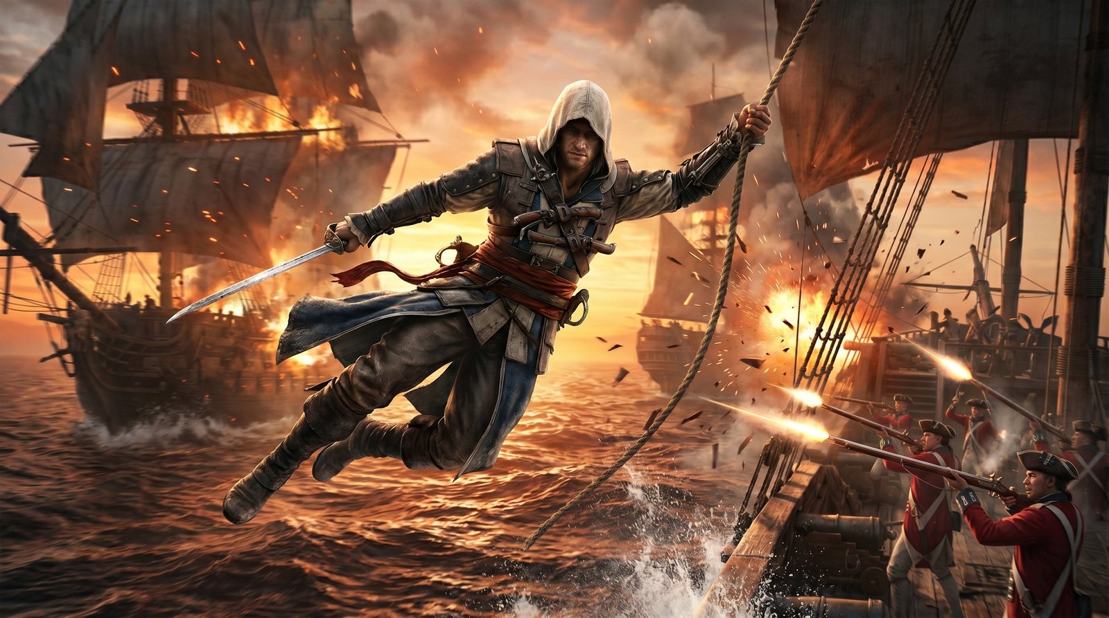 Ac Black Flag Action 4k 4k wallpaper