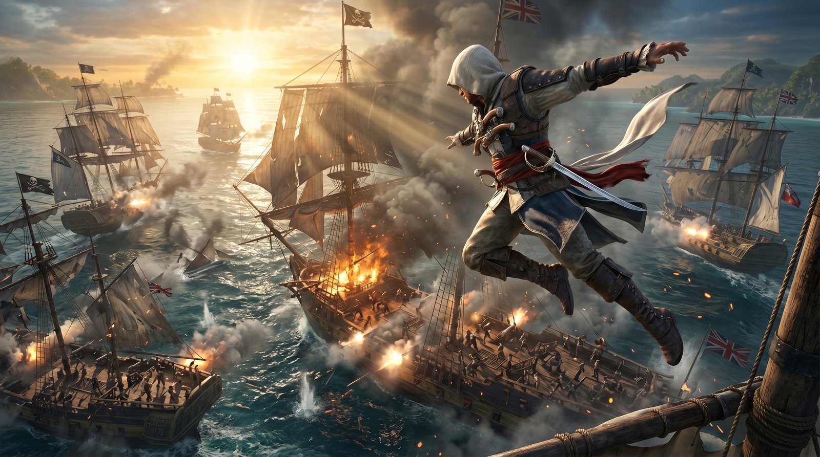 Ac Black Flag Night Ship 4k wallpaper