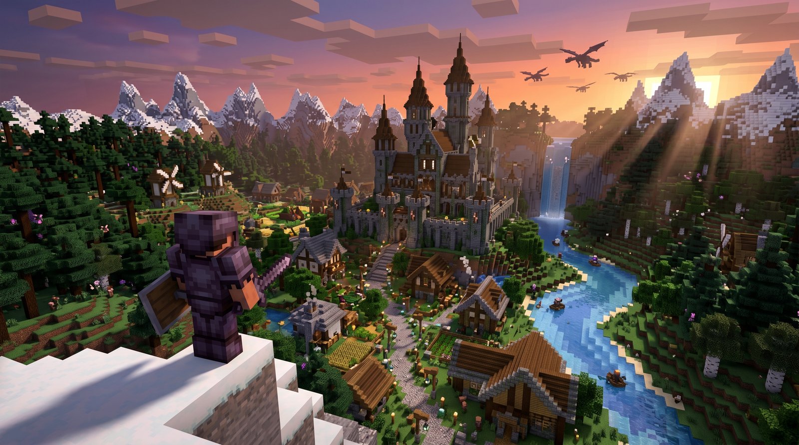 Minecraft Sunset Wallpaper Laptop 4k wallpaper