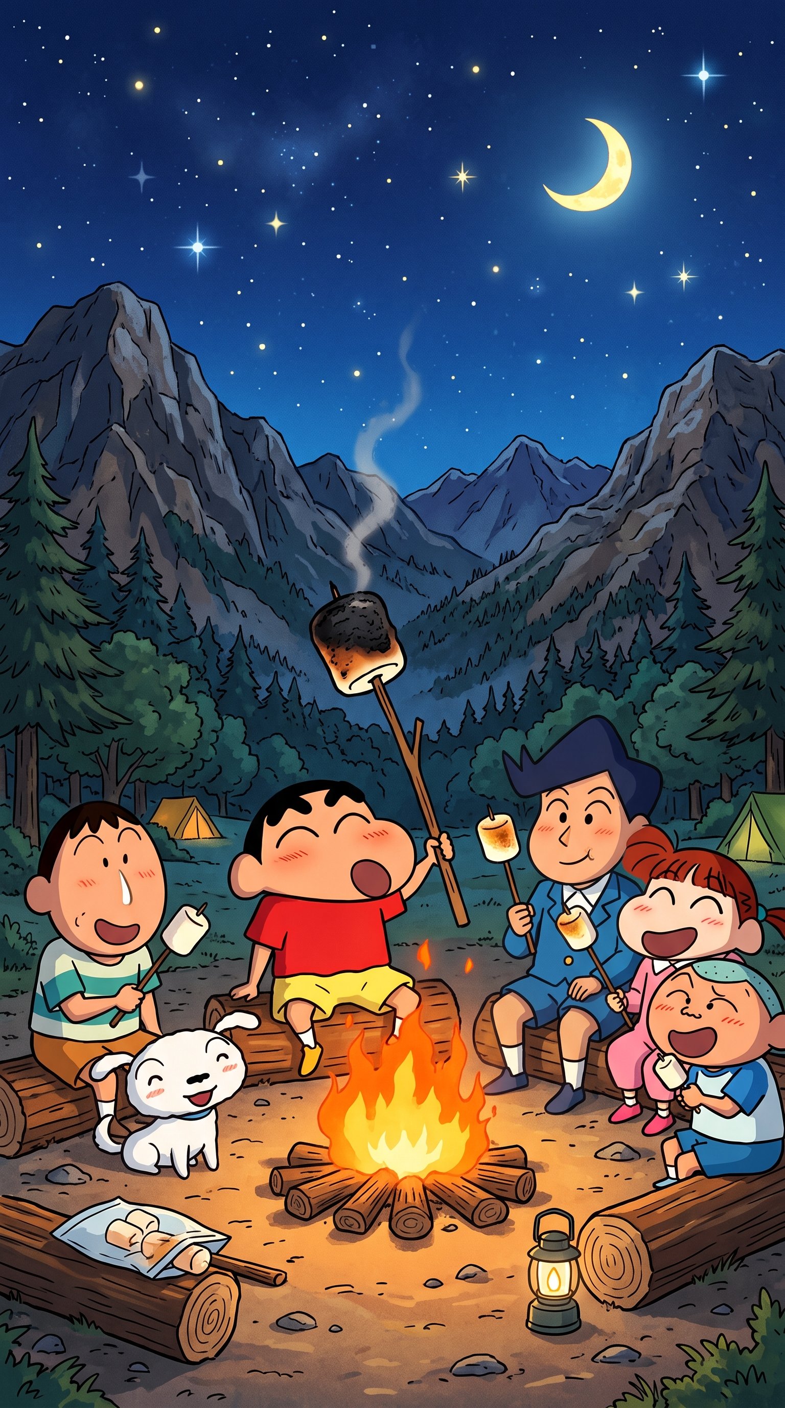 Shinchan Night Sky Wallpaper 4k wallpaper
