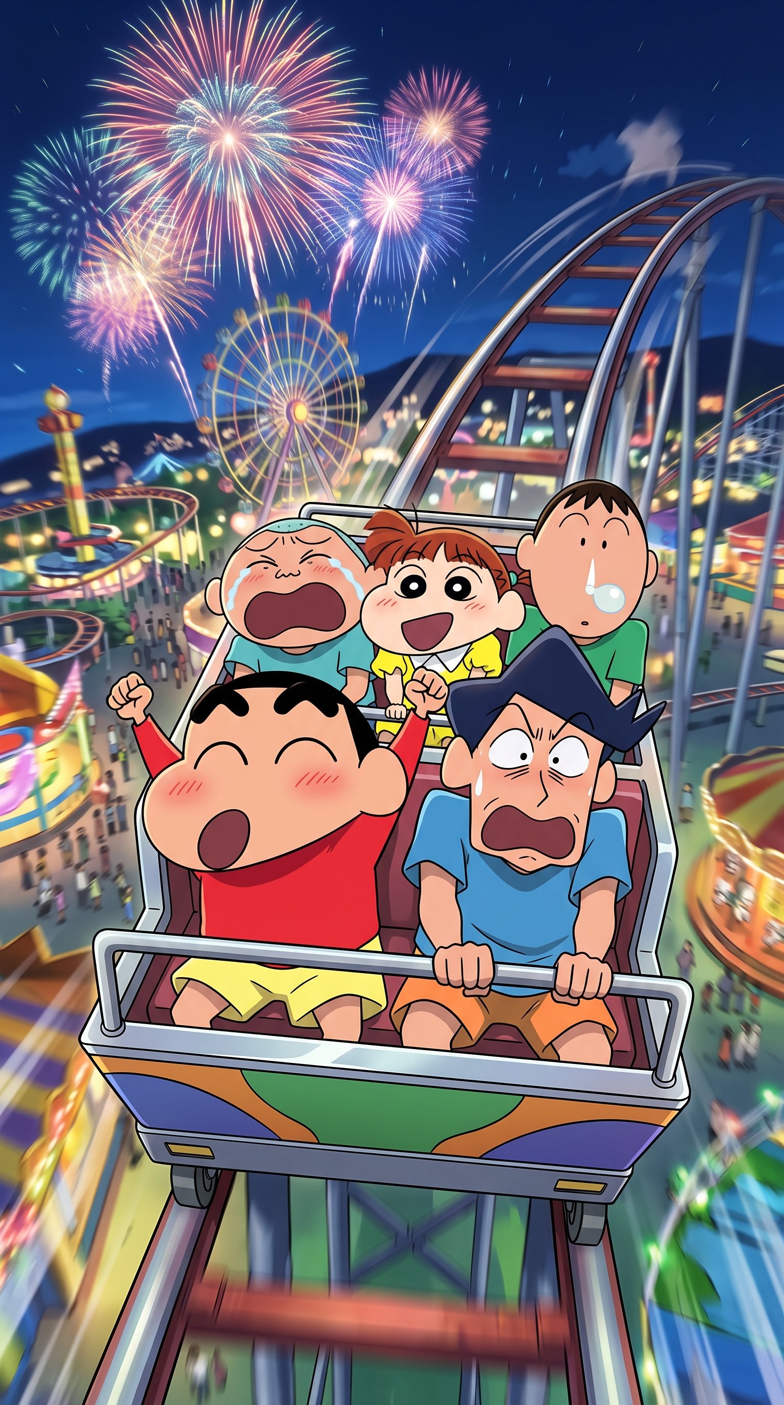 Do you want this eye-catching Shinchan Roller Coaster Wallpaper in 2160x3840 quality. Ideal for anyone searching for premium