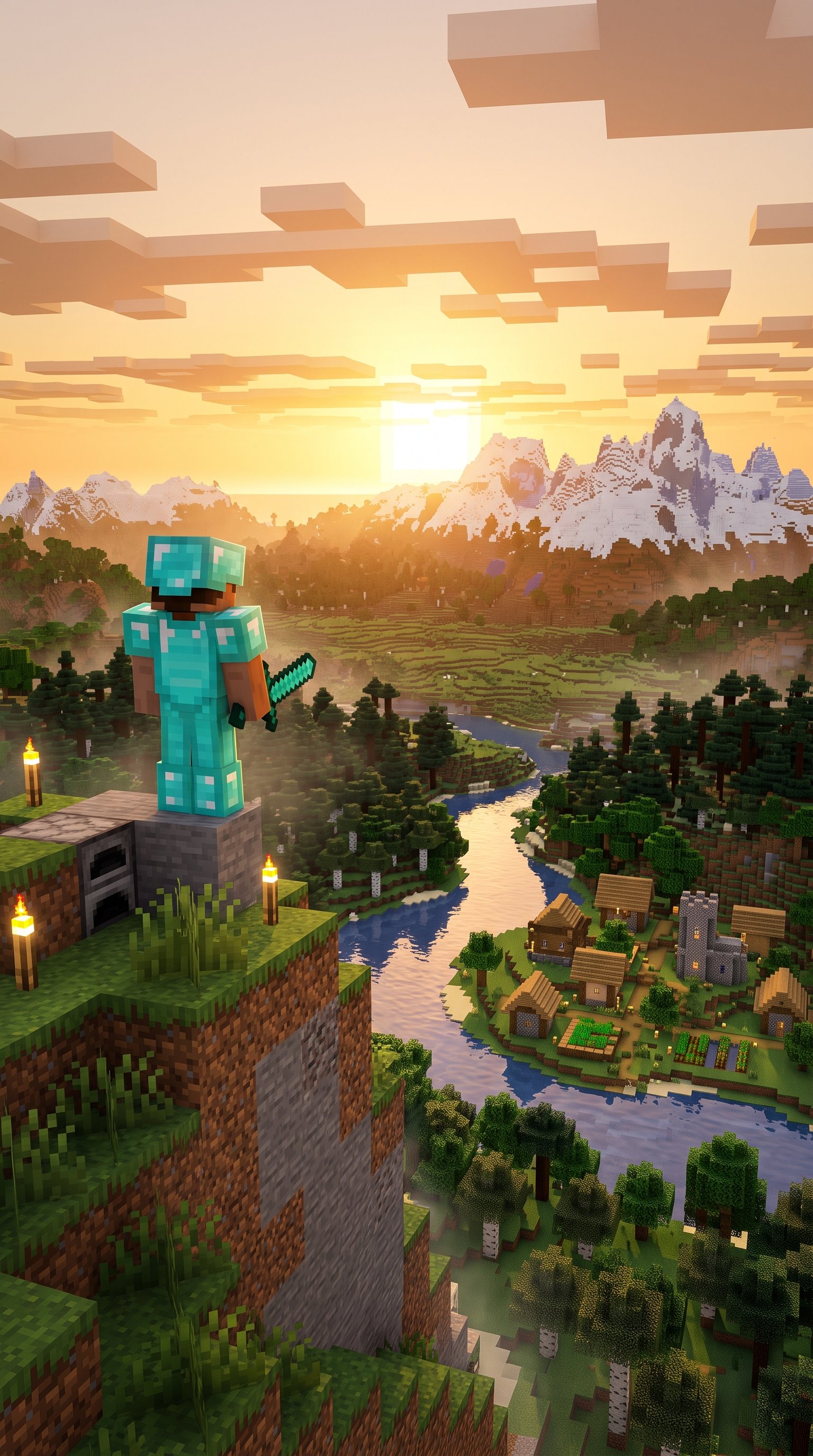 Download this Sunset Minecraft Wallpaper 4k in high quality design with 3840x2160 resolution. Perfect for your laptop, mobile