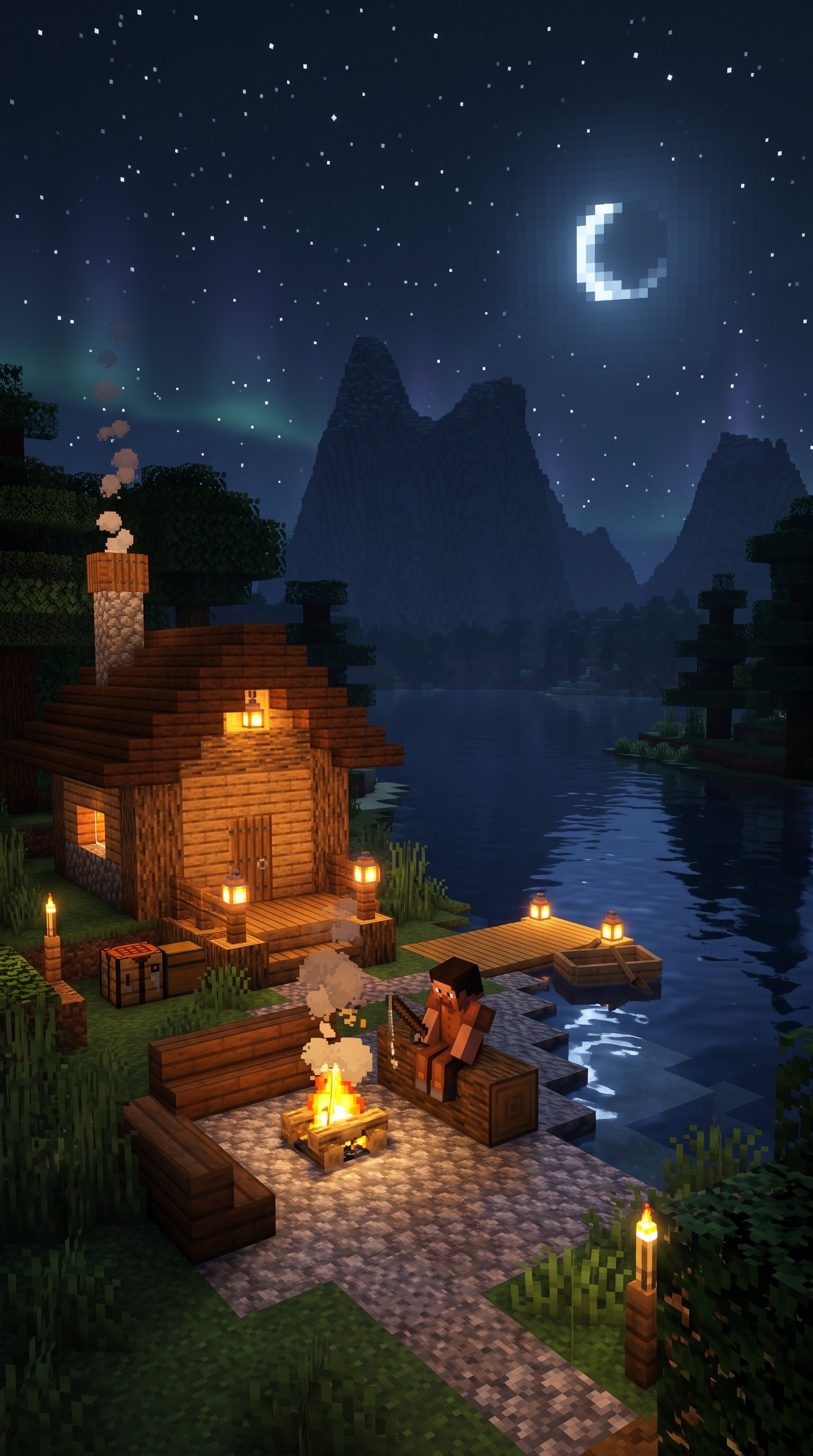 Download this Night Minecraft Wallpaper in high quality design with 3840x2160 resolution. Perfect for your laptop, mobile, or
