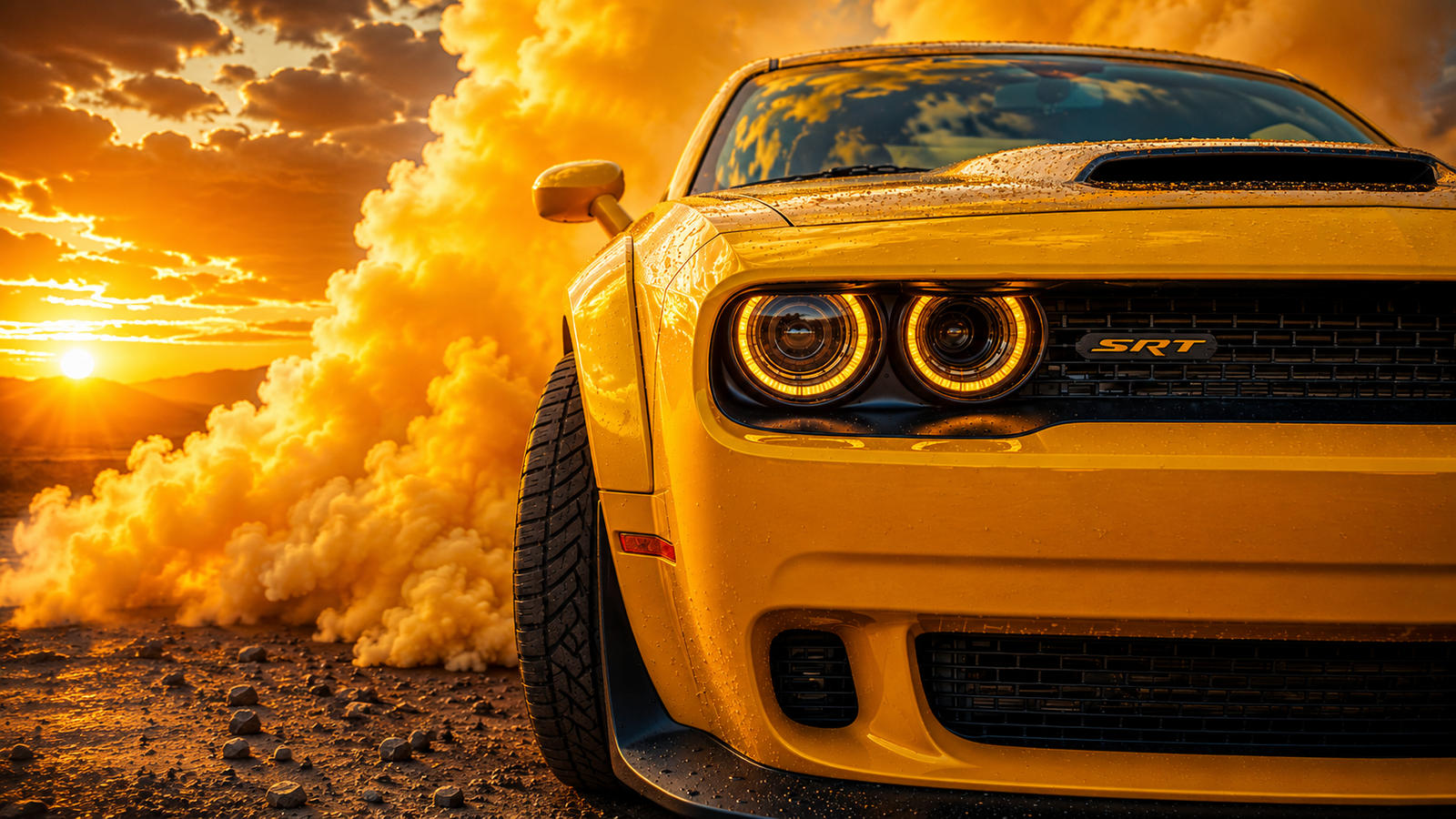 Download this high-quality Dodge Challenger Wallpaper in stunning 4K resolution. Featuring an aggressive red Dodge Challenger