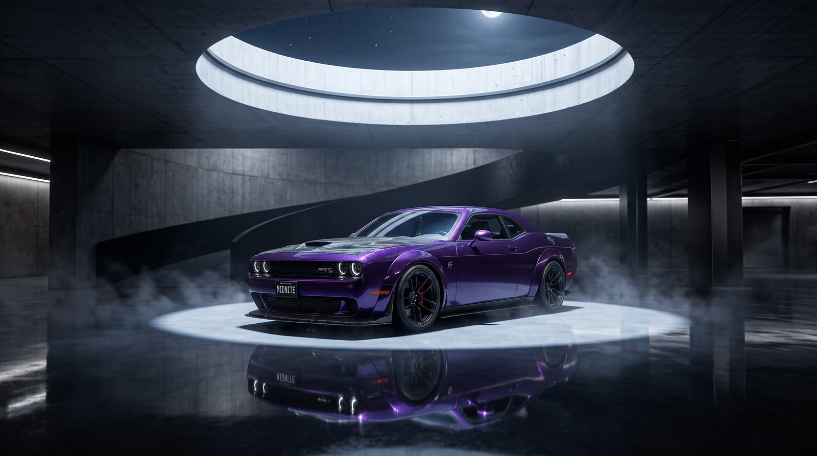 What Do you think about this Dodge Challenger Under Skylight 2k 202607181759 delivers in 3840x2160 resolution. A must-have 4k