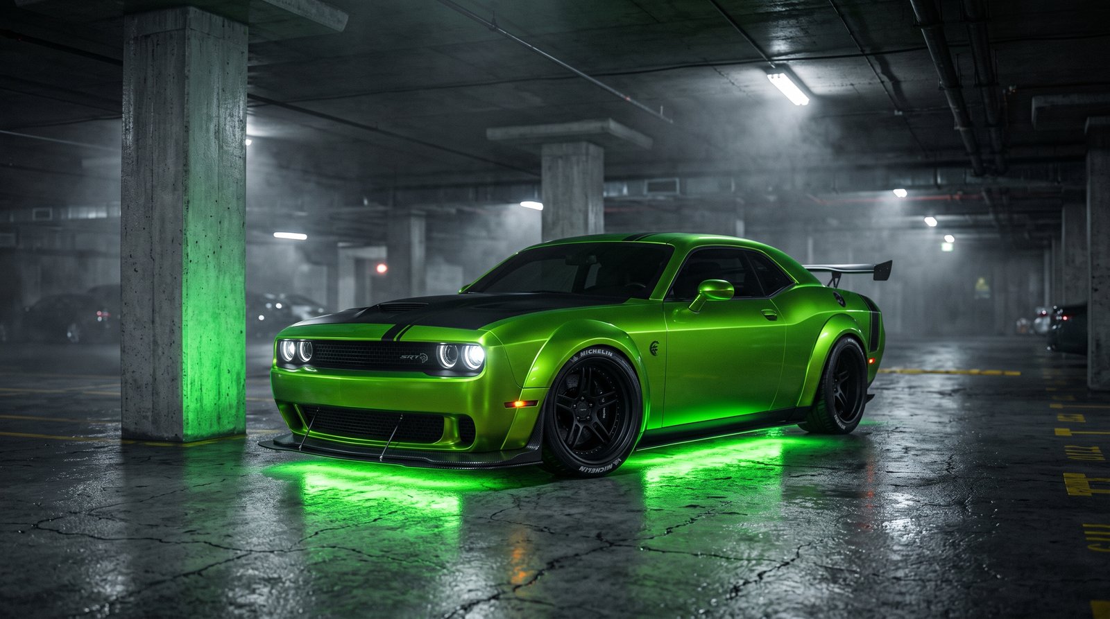 Do you want this eye-catching Green Dodge Challenger Srt Hellcat 202607181747 in 3840x2160 quality. Ideal for anyone searchin