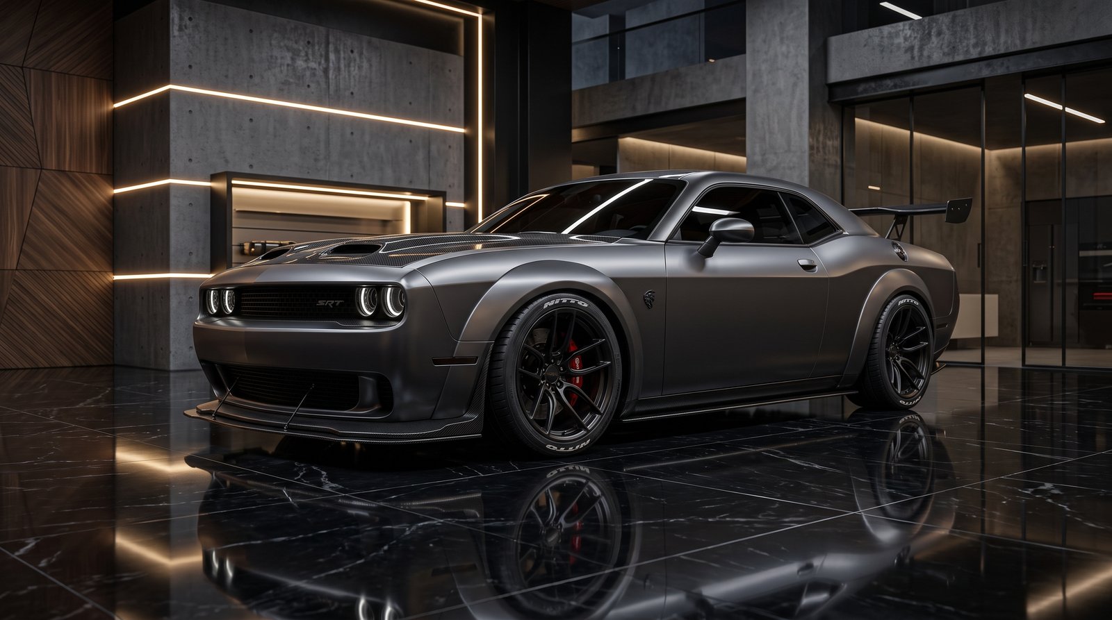 Download this Custom Challenger In Garage 2k 202607181758 in high quality design with 3840x2160 resolution. Perfect for your